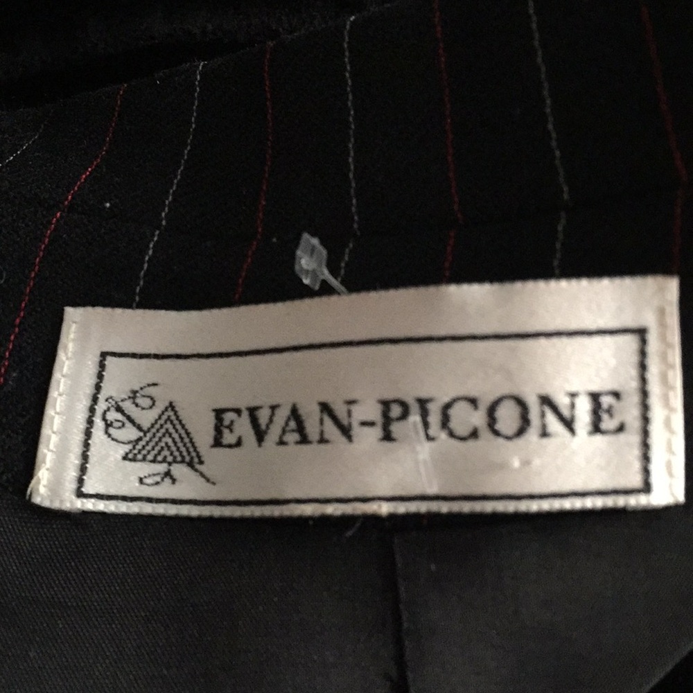 Vintage Evan Picone Virgin Wool Cropped Double Breasted Pinstriped Blazer Size 8 - Picture 8 of 11